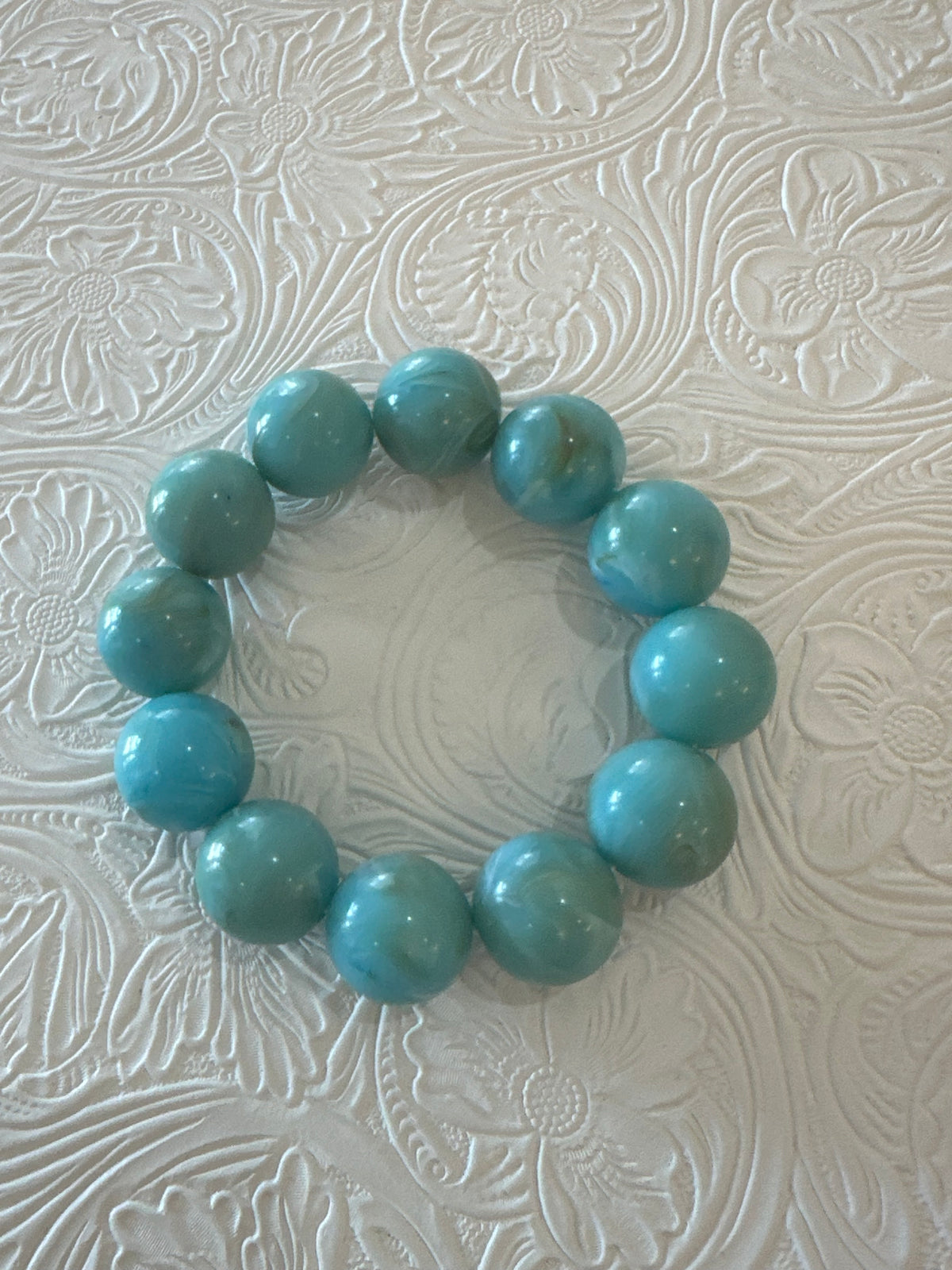 Turquoise Marble Bead Elastic Bracelet