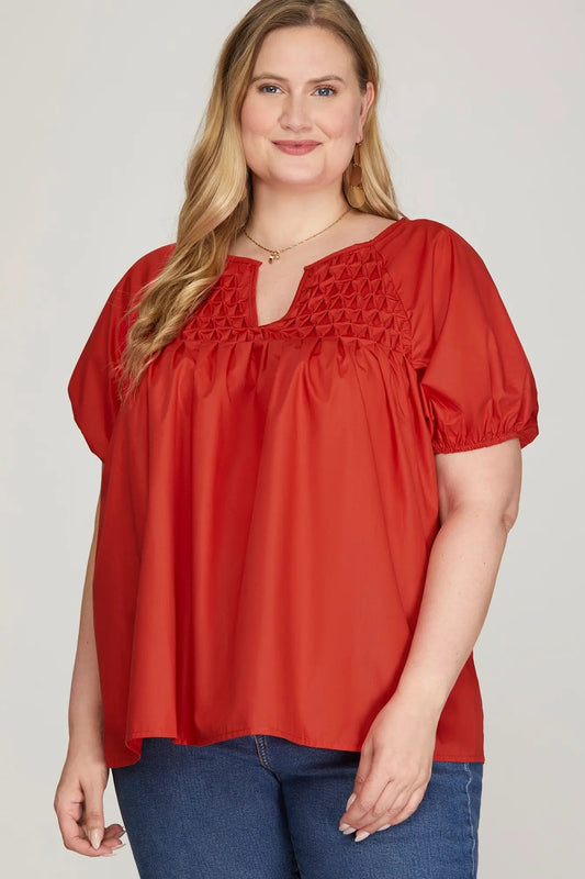 Red Poplin Top