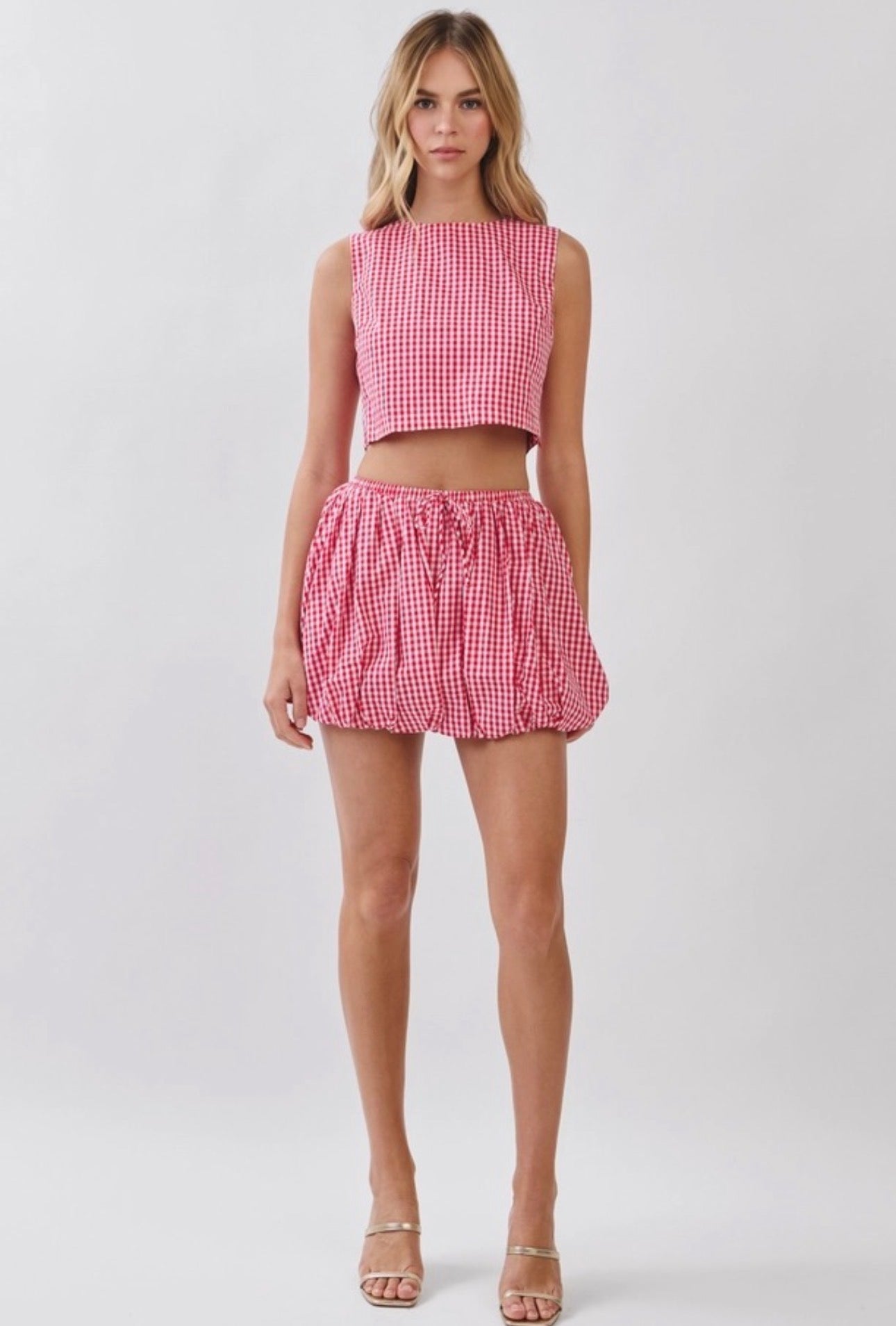 Red Gingham Skirt & Top Set