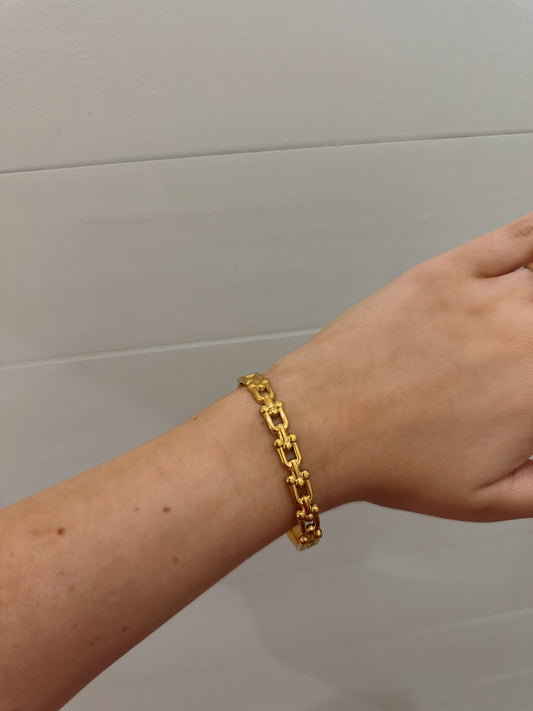 Horse Bit Chain Bracelet Bangle - Gold