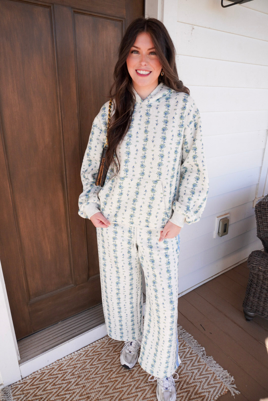 Blue Floral Printed Matching Sweat Set
