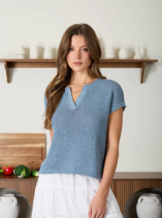 Teal Blue Knit Top
