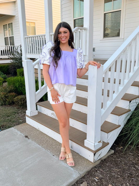 Layered Sleeve Top In Lavendar