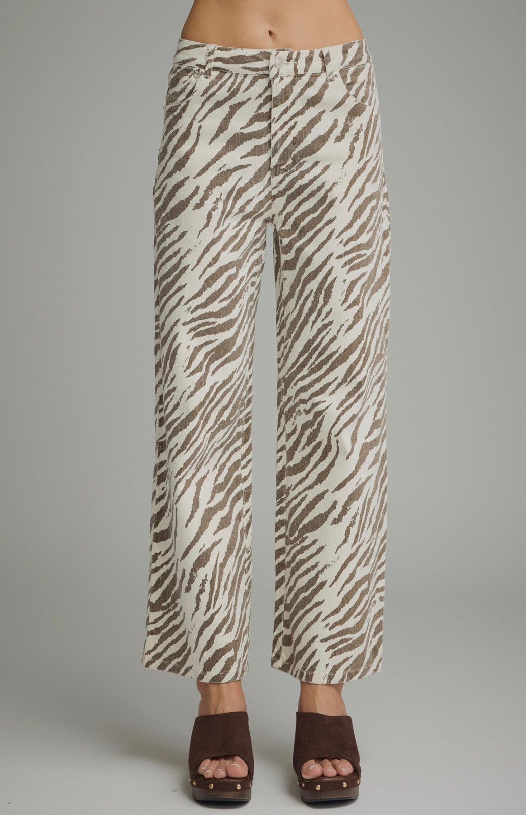 Zebra Wide Leg Pants -Ecru