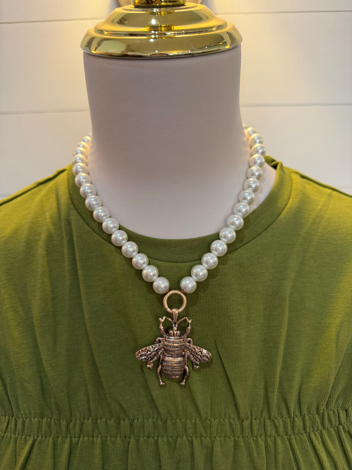 Pearl Necklace With Bee Pendant