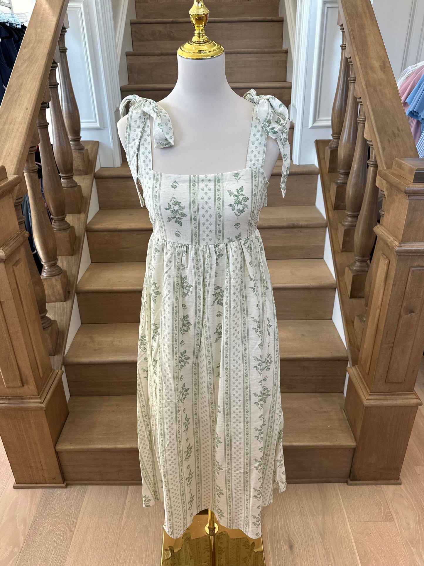 Vintage Charm Light Olive Midi Dress