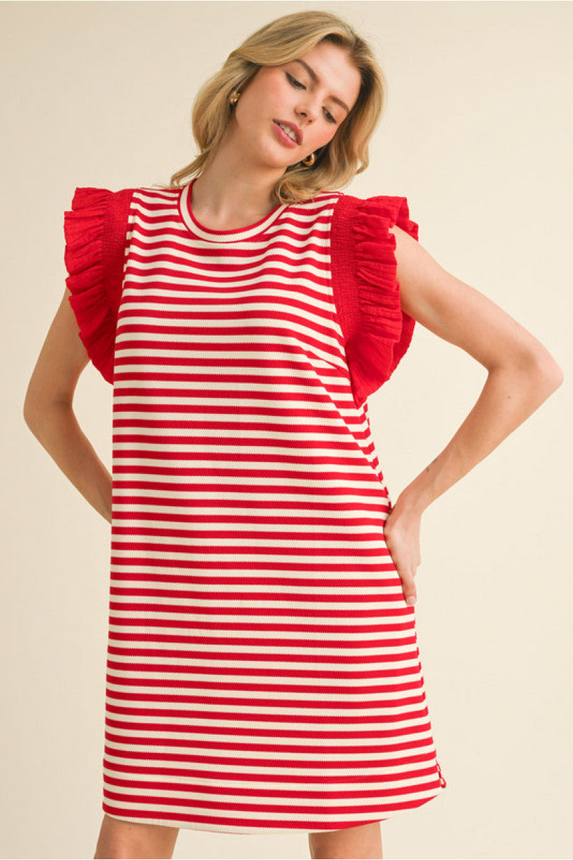 Fireworks + Flirt Striped Dress - Red