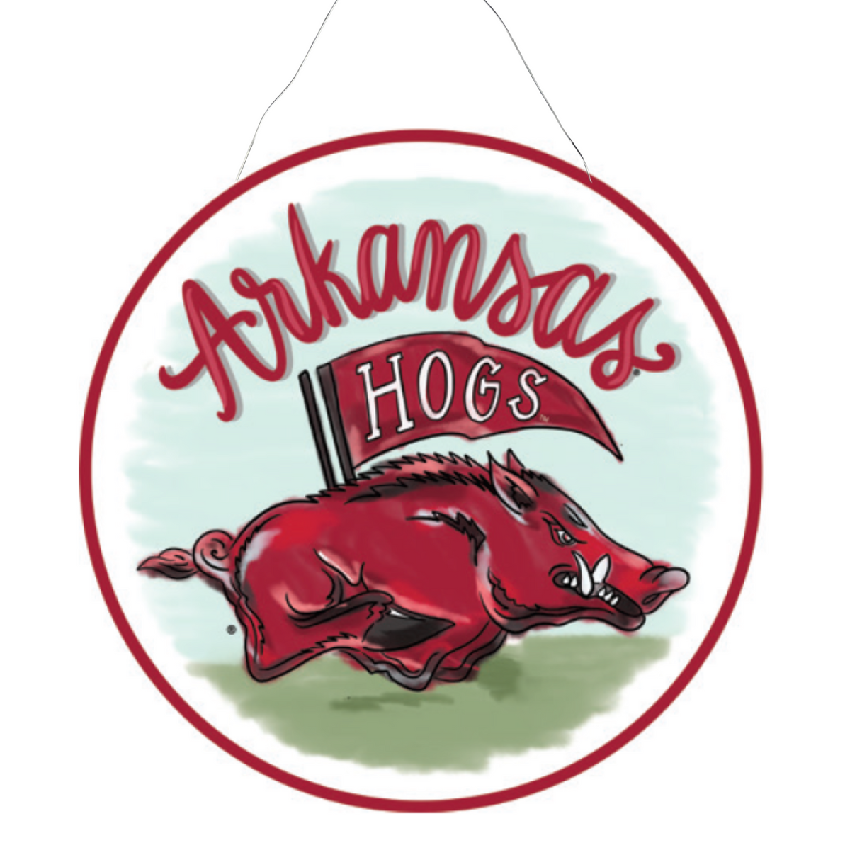 Arkansas Mascot /Retro Burlee Door Hanger