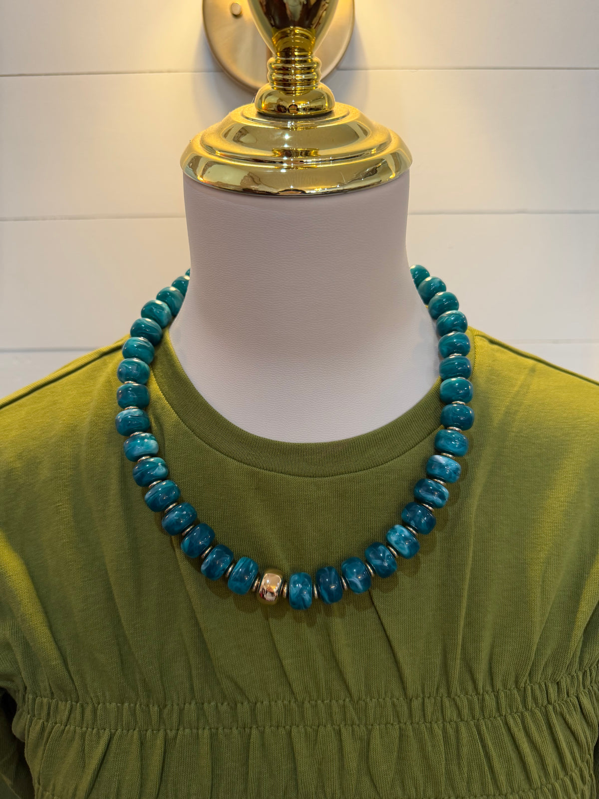 Chunky Beaded Necklace - Turquoise