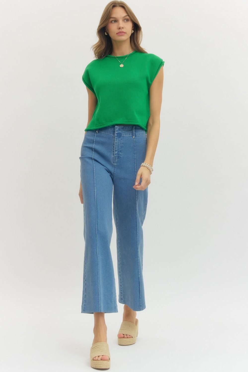 Sleeveless Cotton Sweater - Green