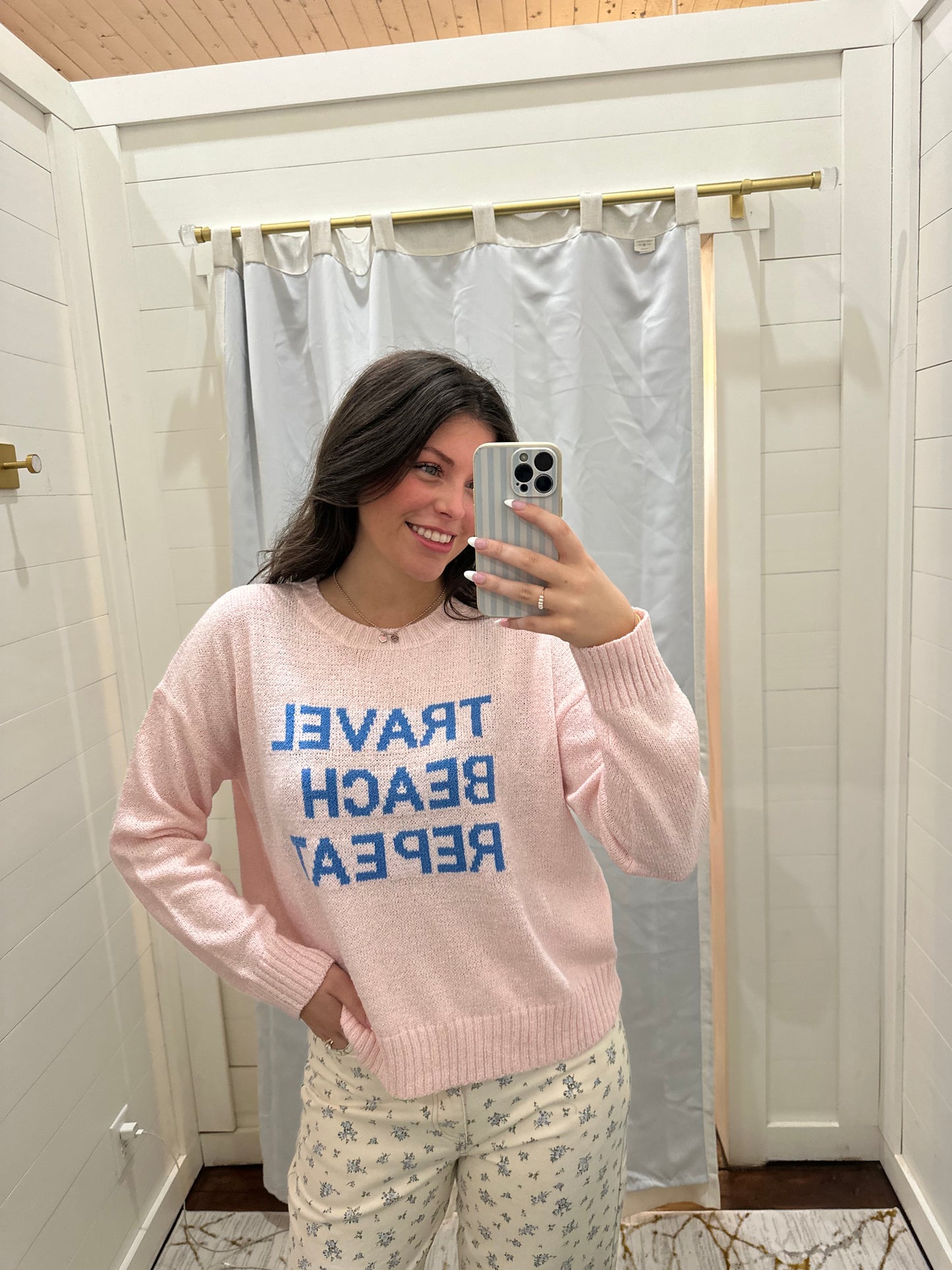 “Travel Beach Repeat” Lightweight Sweater