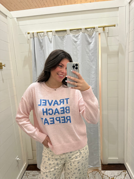 “Travel Beach Repeat” Lightweight Sweater