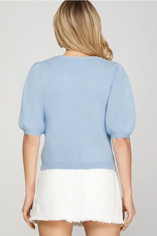 Stay Sweet Sweater Top - Blue