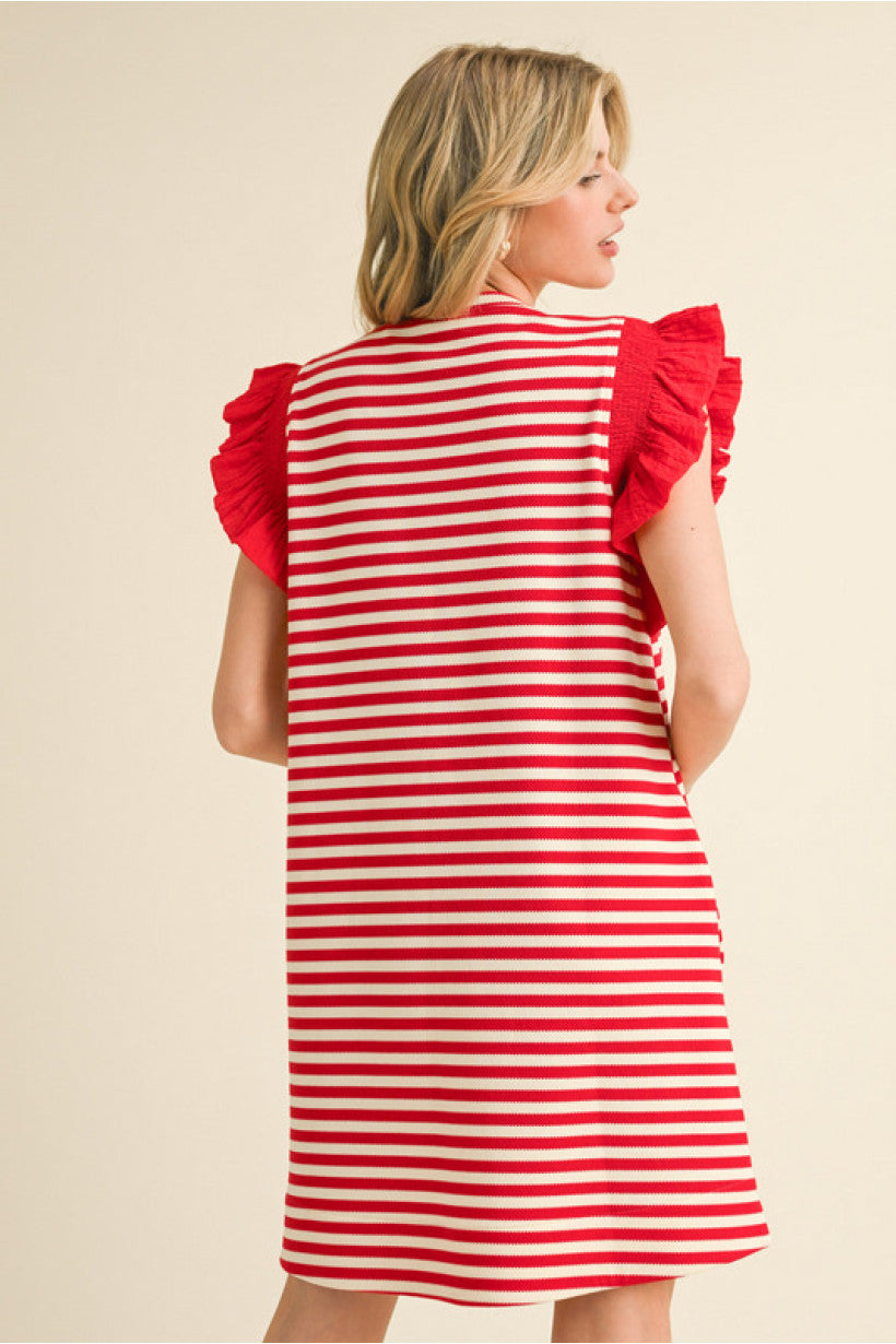Fireworks + Flirt Striped Dress - Red