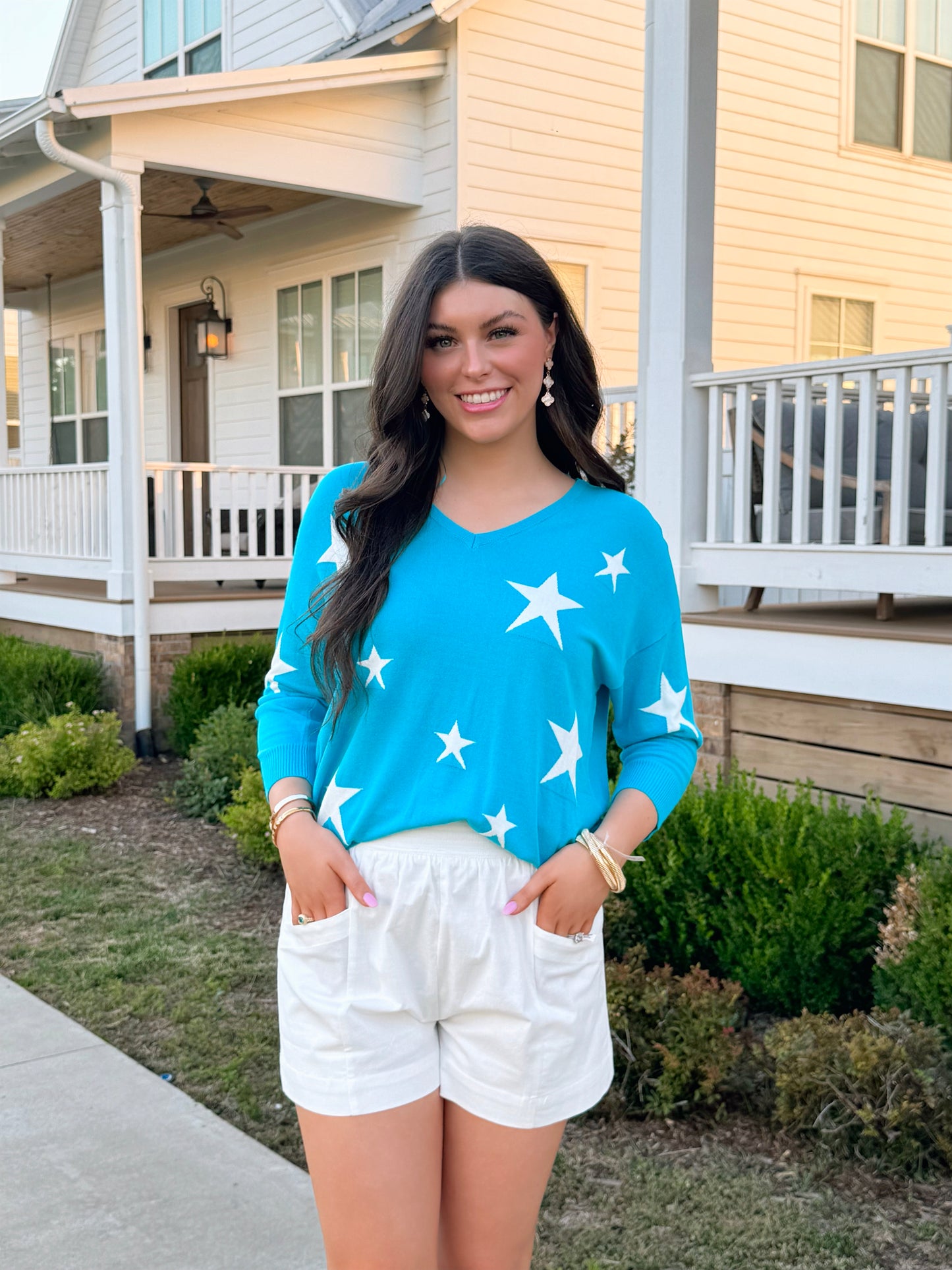 Star Sweater Top in Blue