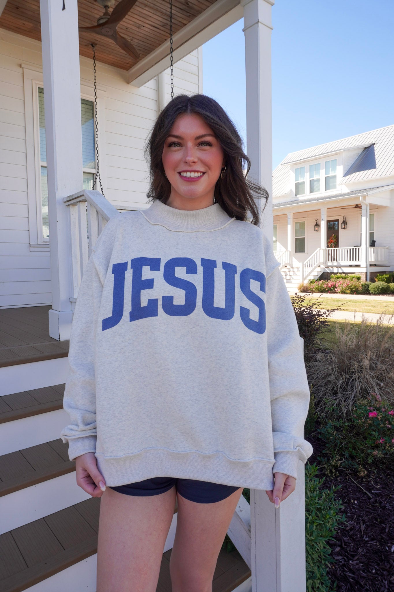 ‘JESUS & GOD IS GOOD’ Reversible Mock Neck Sweatshirt