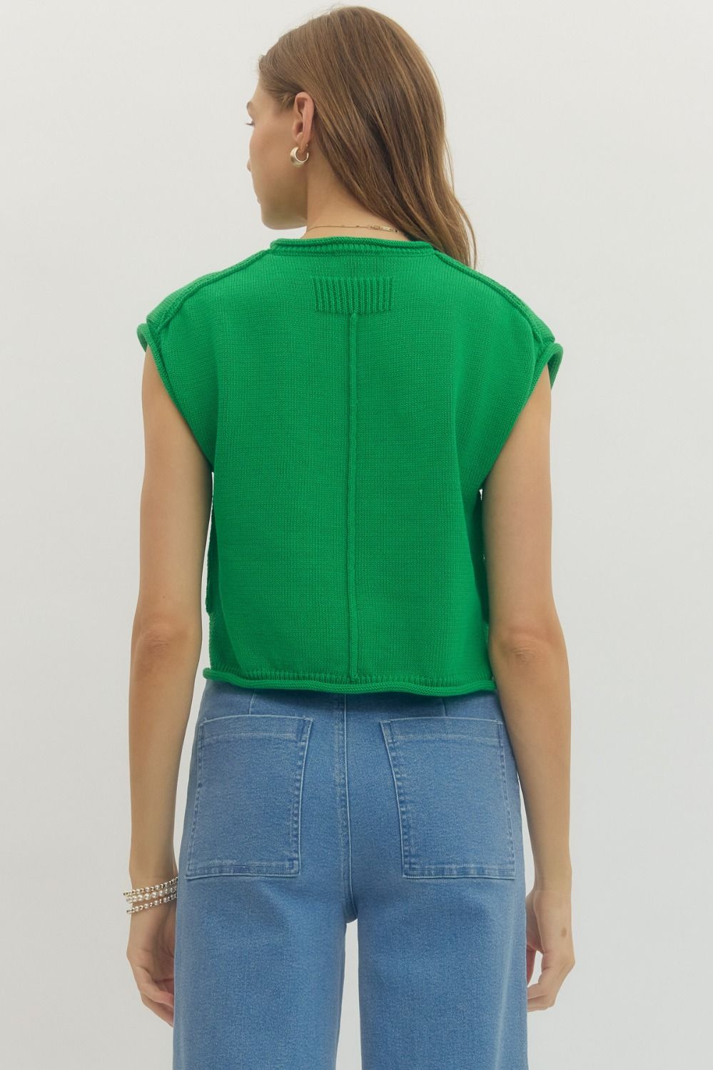 Sleeveless Cotton Sweater - Green