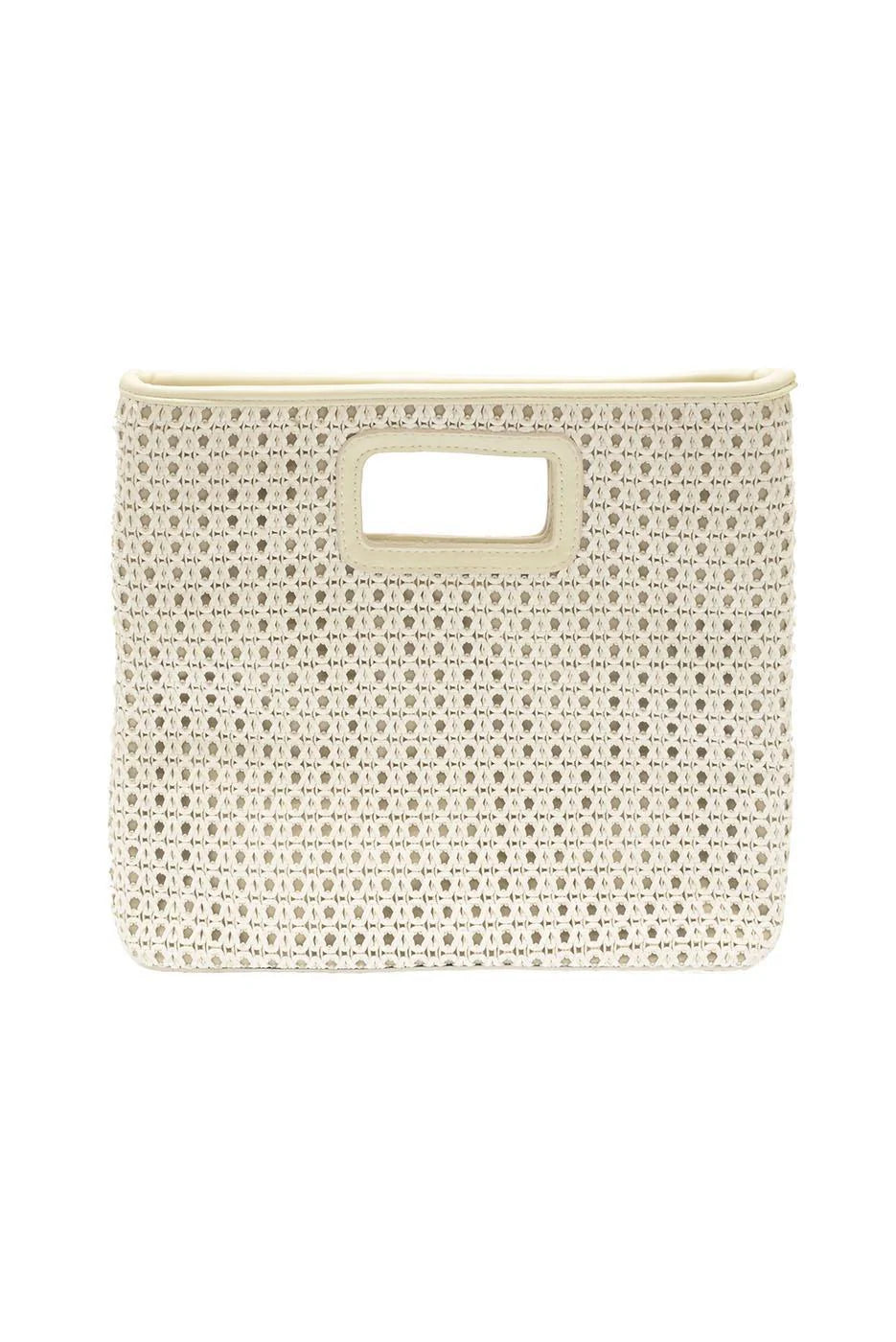 Joy Susan Rio Faux Cane Wood Handle Tote - White