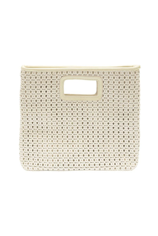 Joy Susan Rio Faux Cane Wood Handle Tote - White
