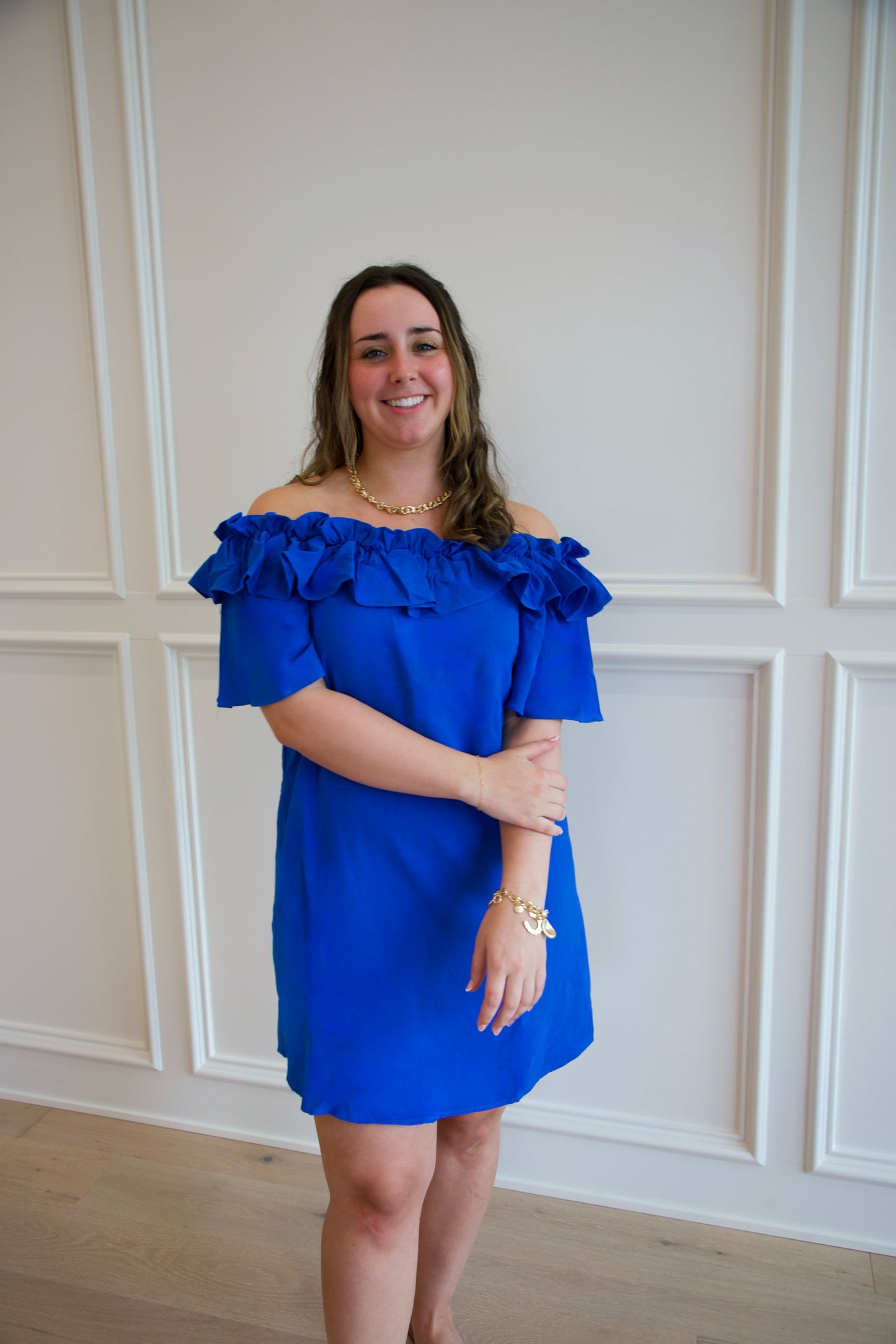 For The Frills Dress - Royal Blue