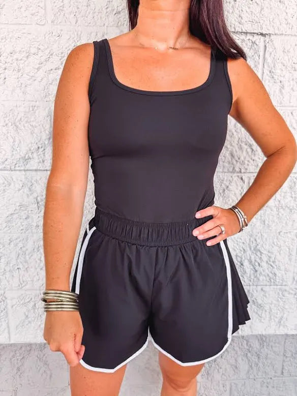Michala Active Romper - Black/White