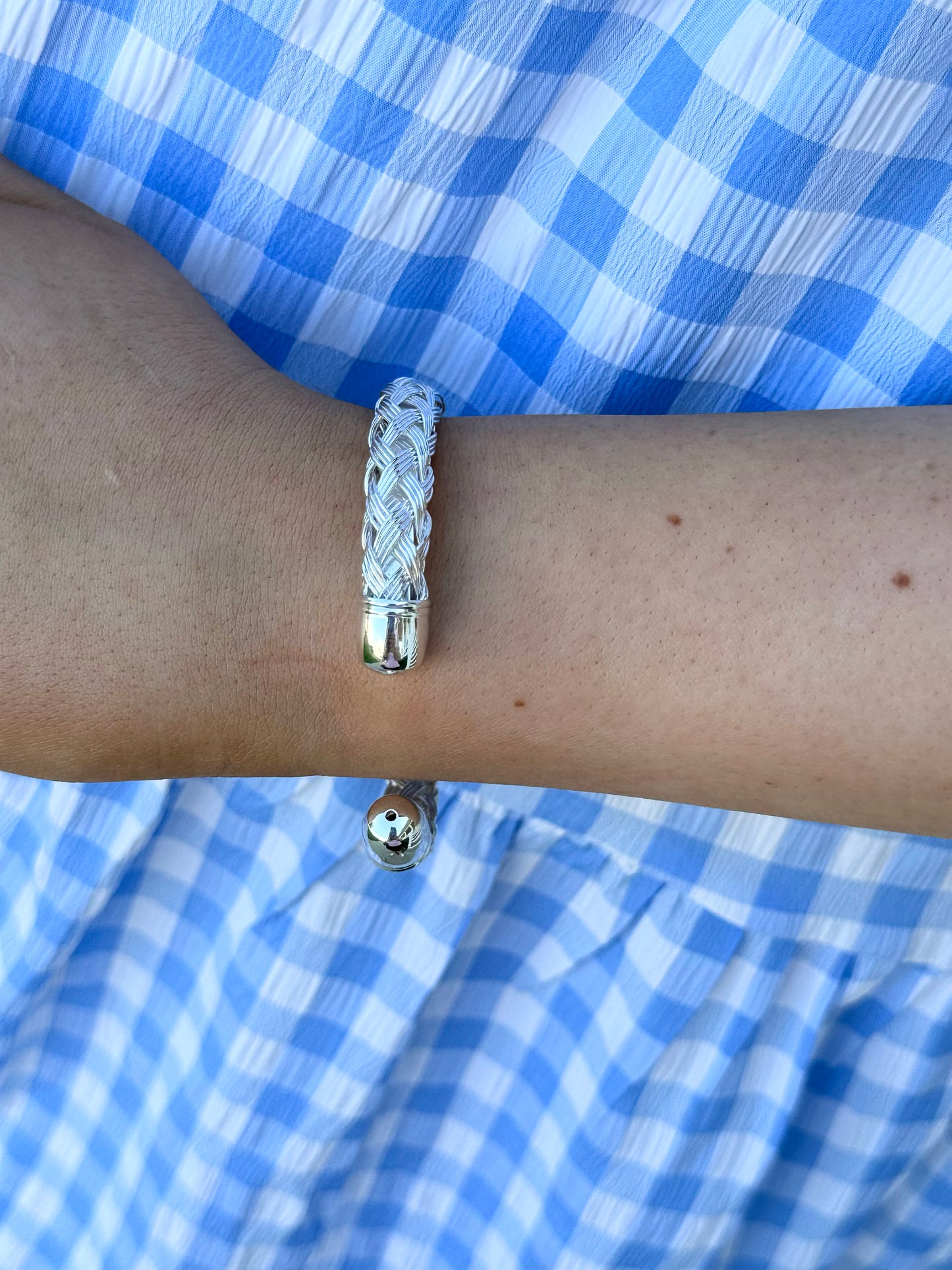 Silver Braided Cuff Bracelet