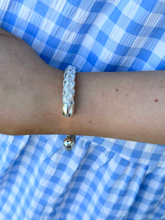 Silver Braided Cuff Bracelet