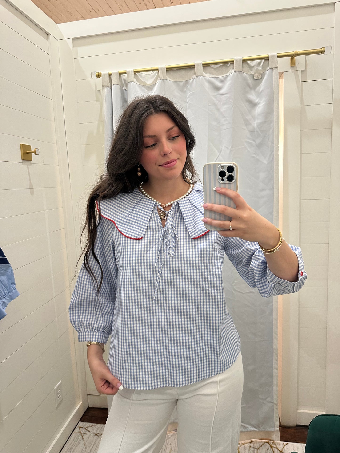 Matilda Gingham Peter Pan Collar Top