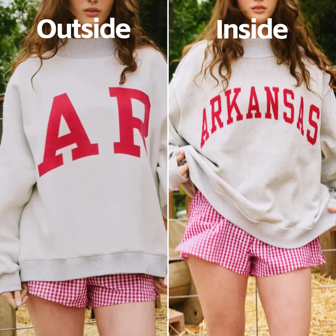 “ARKANSAS & AR” Reversible Mockneck Sweatshirt - Heather Grey