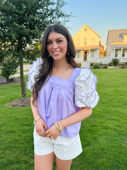 Layered Sleeve Top In Lavendar