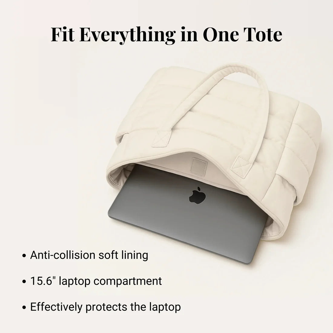 Puff Computer Tote Bag - Cream