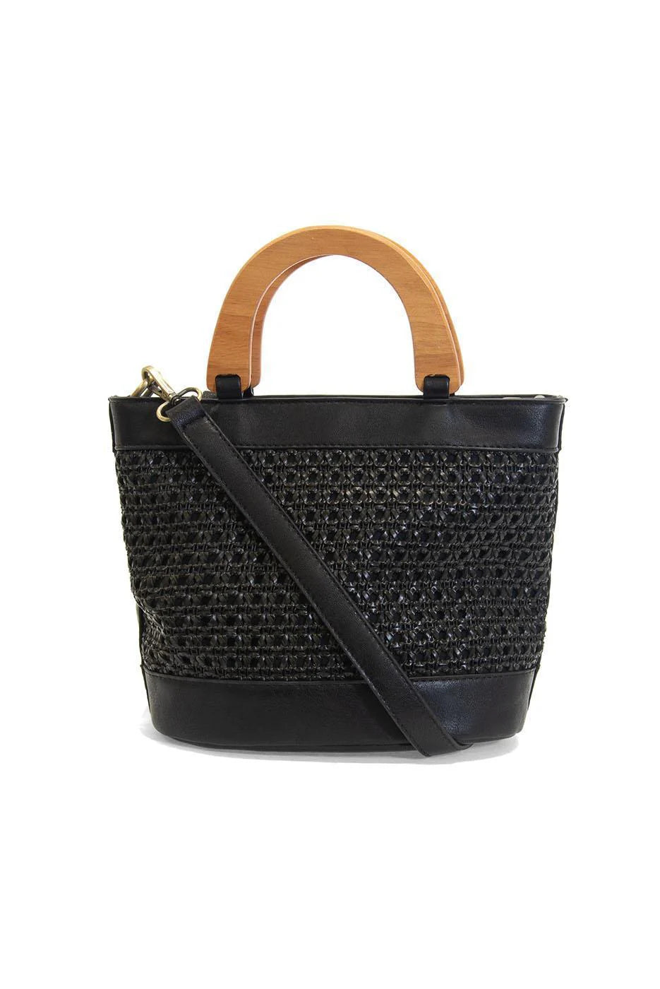 Joy Susan Havana Faux Cane Wood Handle Bag - Black