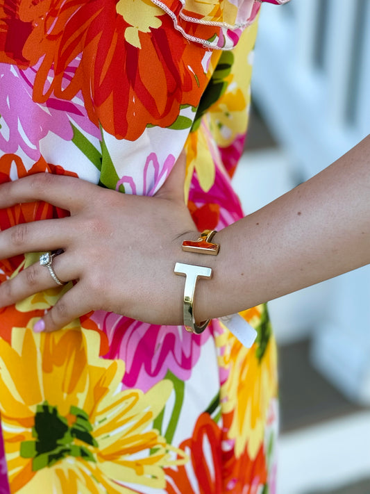 Gold T Statement Bracelet