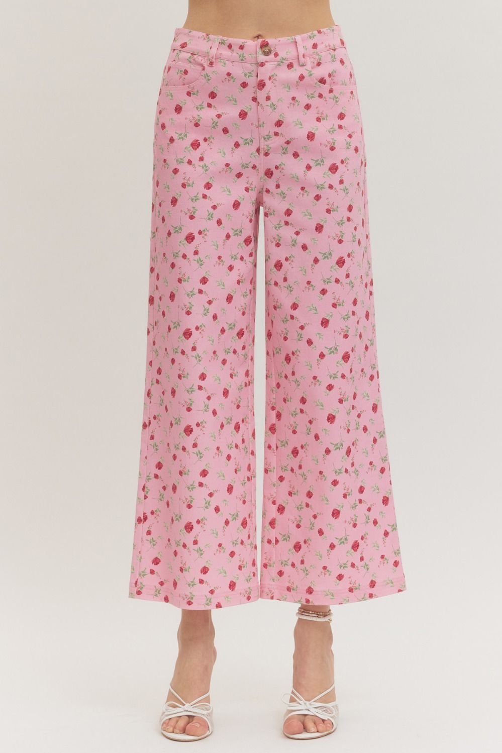 Rosebud Wide Leg Pants - Pink