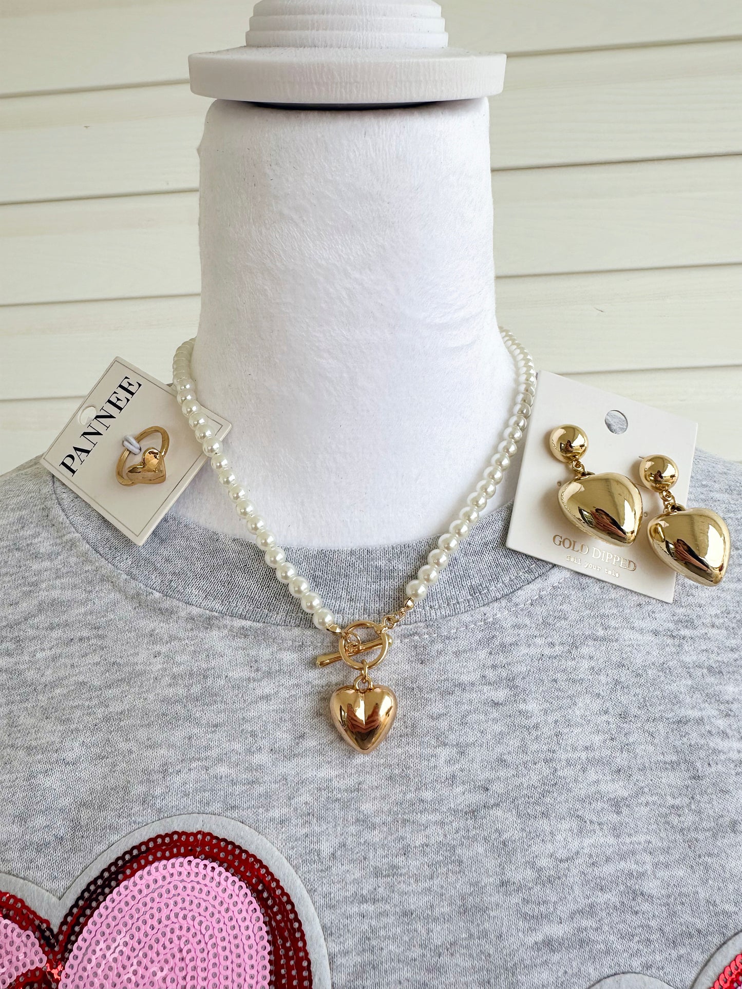 Pearl Necklace With Heart Pendant