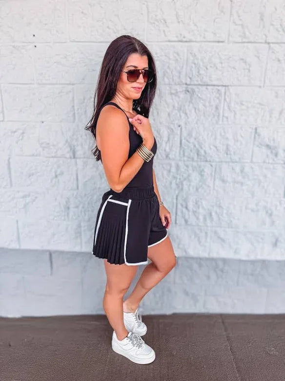 Michala Active Romper - Black/White