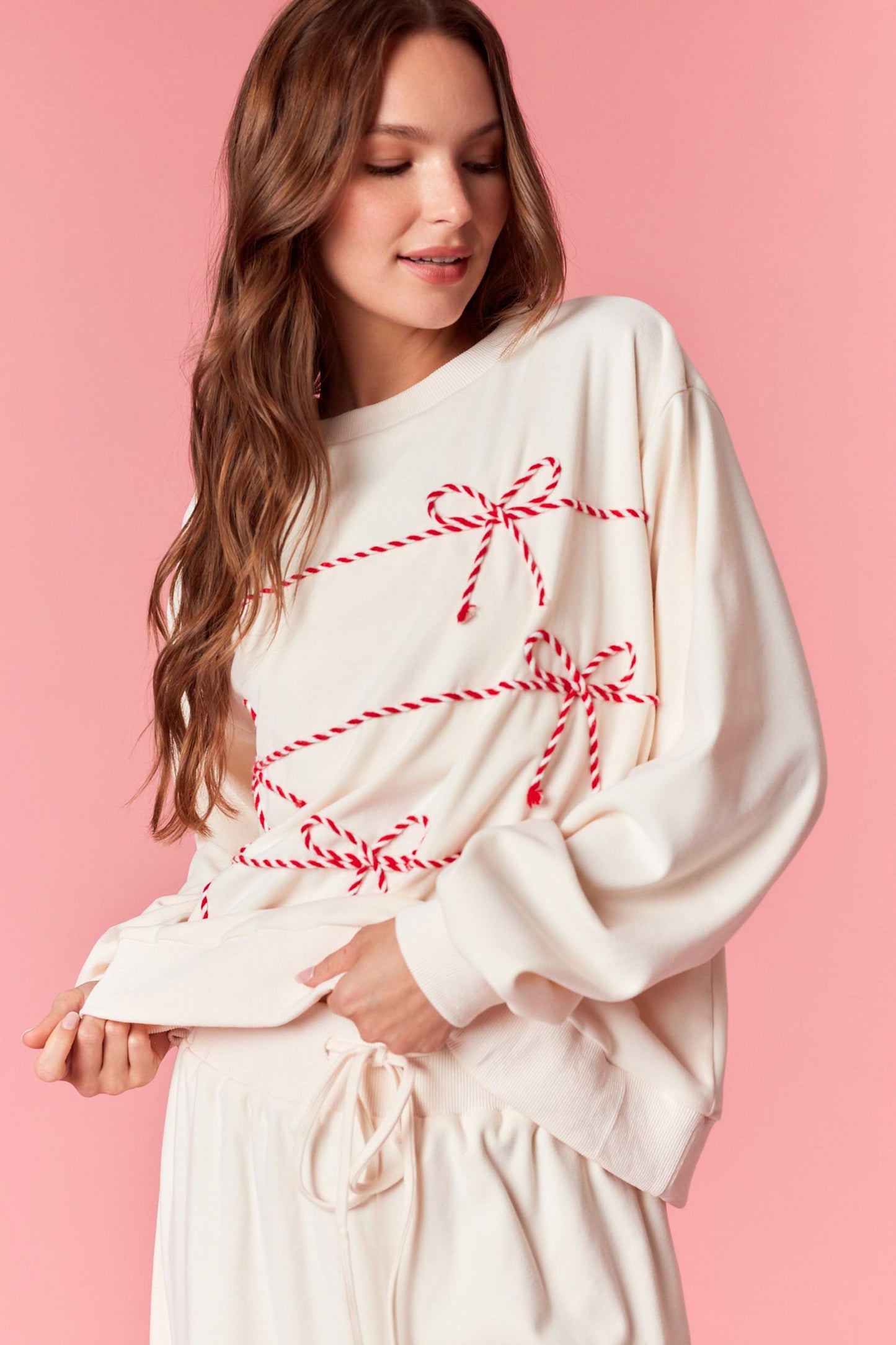 Candy Cane Trim Butter Soft Sweat Set