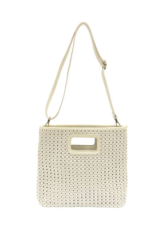 Joy Susan Rio Faux Cane Wood Handle Tote - White