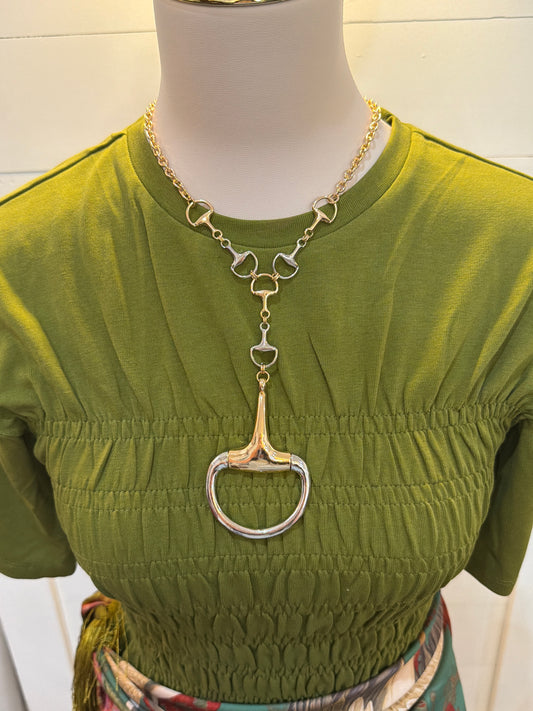 Horse Bit Mixed Metal Statement Necklace