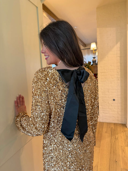 Taupe Sequin Cocktail Dress