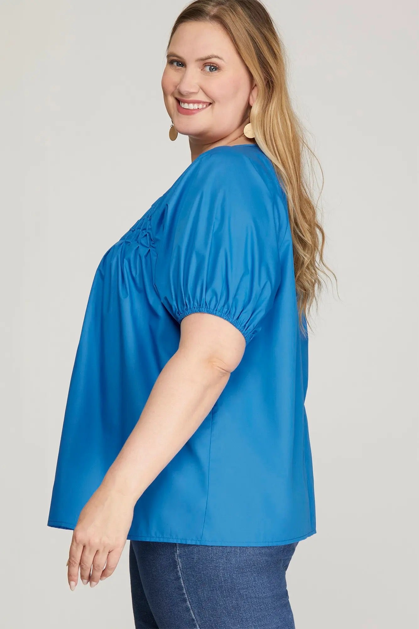 Blue Poplin Top