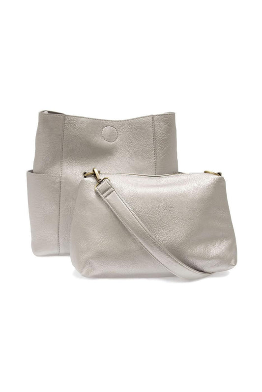 Joy Susan Kayleigh Side Pocket Bucket Bag - Metallic Silver