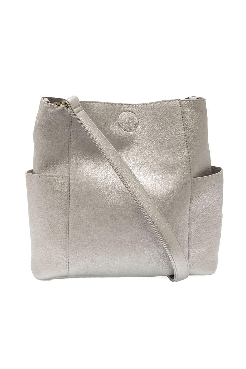 Joy Susan Kayleigh Side Pocket Bucket Bag - Metallic Silver