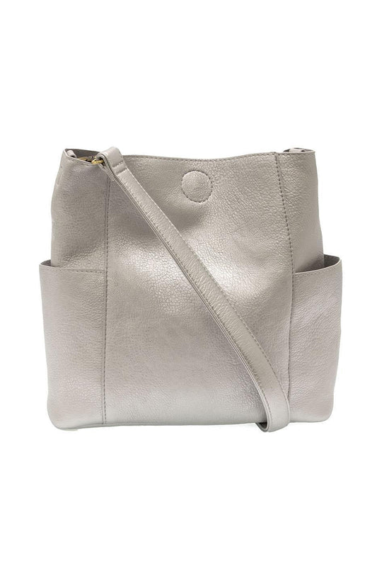 Joy Susan Kayleigh Side Pocket Bucket Bag - Metallic Silver