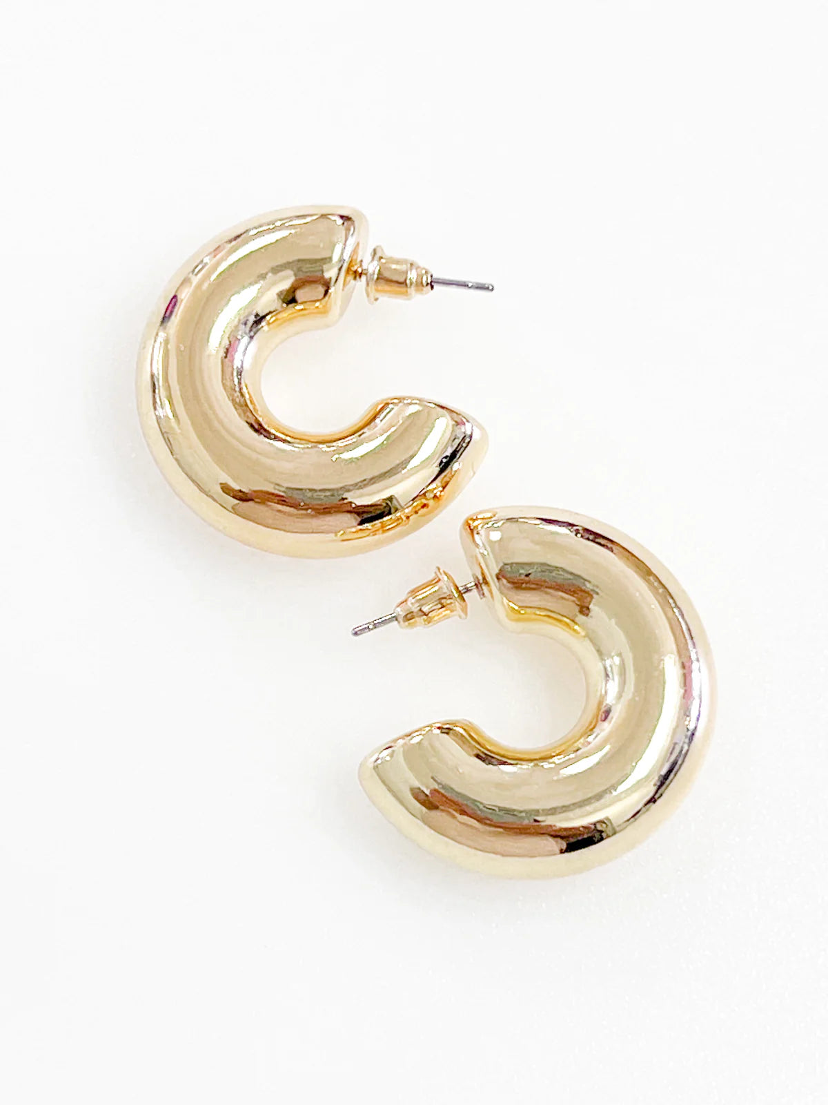 Gold Puffed Hoop Earrings