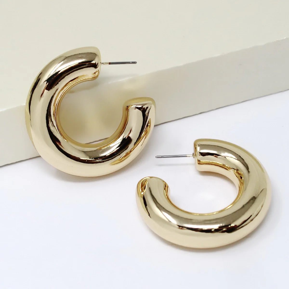 Gold Puffed Hoop Earrings