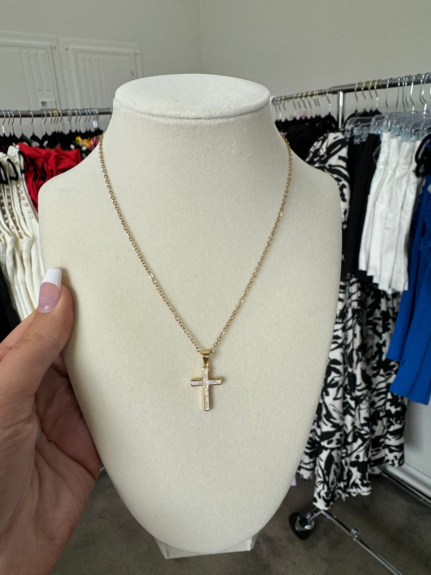 Marble Cross Necklace