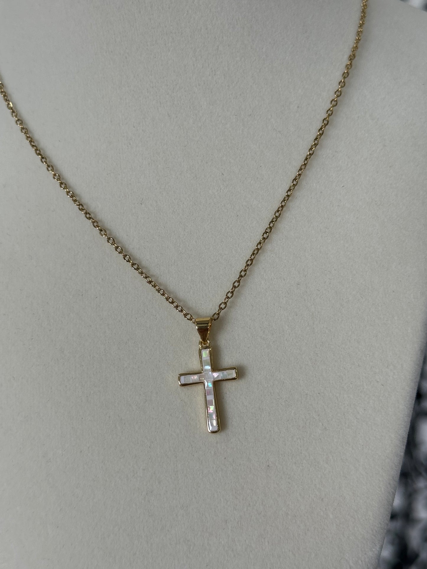 Marble Cross Necklace
