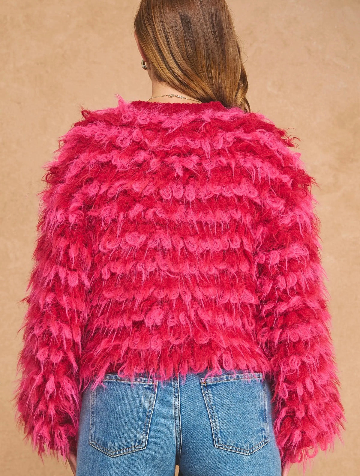 Two Toned Shaggy Fringe Jacket