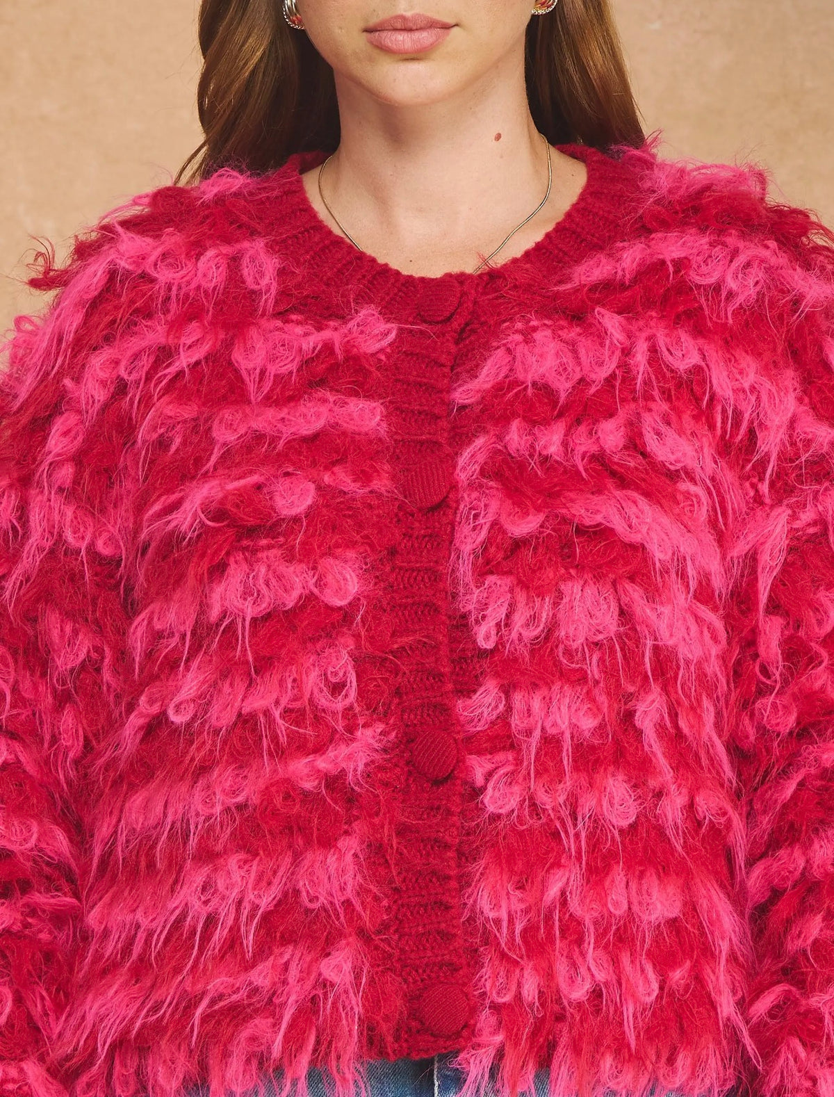 Two Toned Shaggy Fringe Jacket